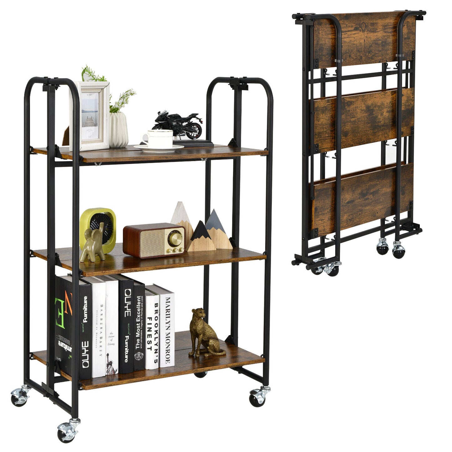 Shop 3 Tier Foldable Kitchen Trolley Cart – Storage AU
