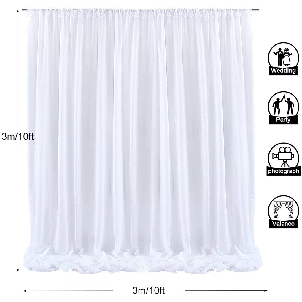 White Sheer Backdrop Drape for Stylish Weddings and Birthdays(3m x 3m)