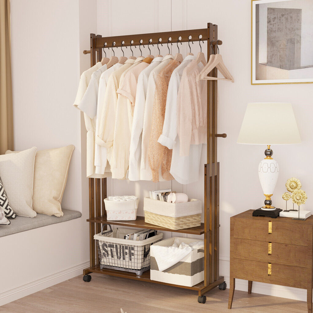 Buy Wooden Closet Organizer – Large Rack on Wheels