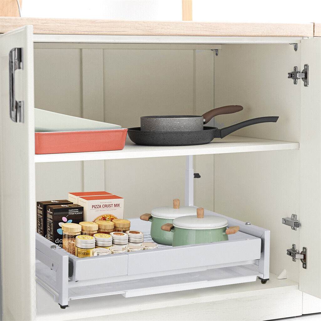 P&P Pull Out Steel Storage Shelf Kitchen Cabinet Larder Organizer Cupboard Drawer