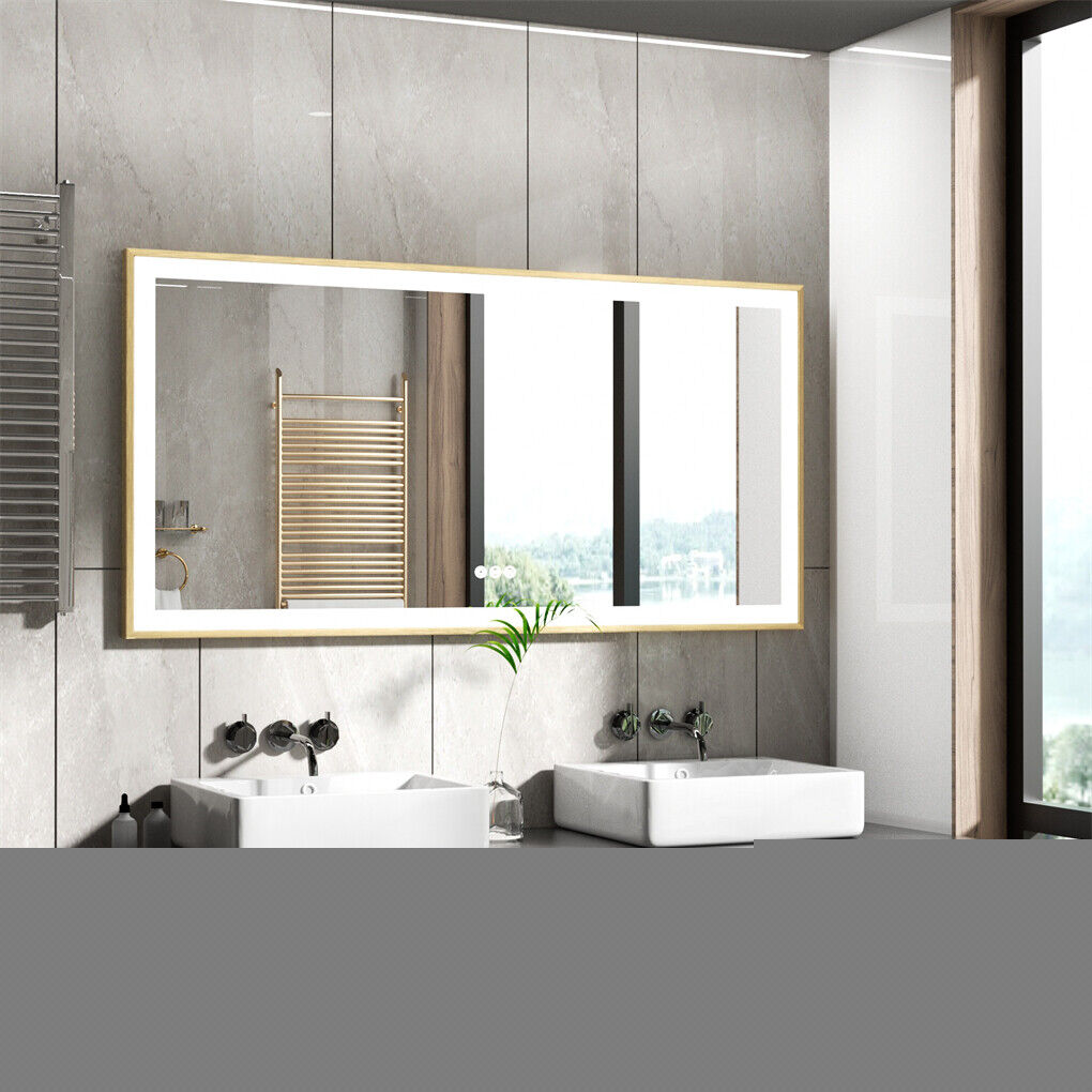 P&P 1200mm LED Bathroom Mirror Brushed Gold Aluminum Frame Anti-fog Vanity Mirror AU