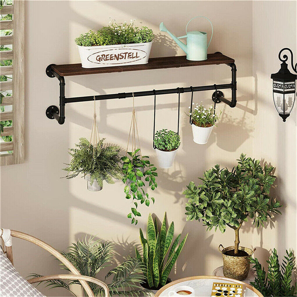 P&P Industrial Pipe Clothing Rack Heavy Metal Clothe Rail Hanging Rack Display Shelf