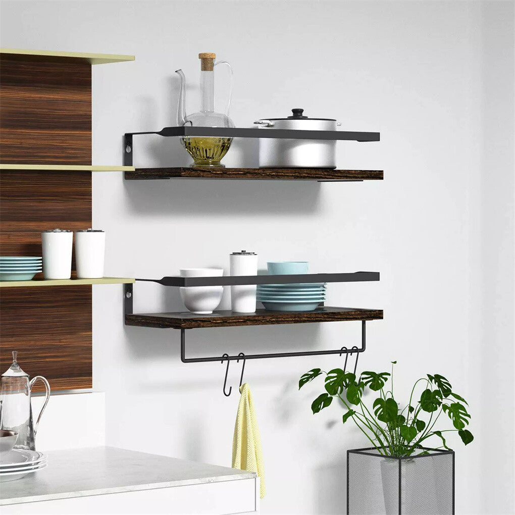 P&P 2PCS Industrial Vintage Chic Retro Wall Shelf Unit Storage Display Long Shelving