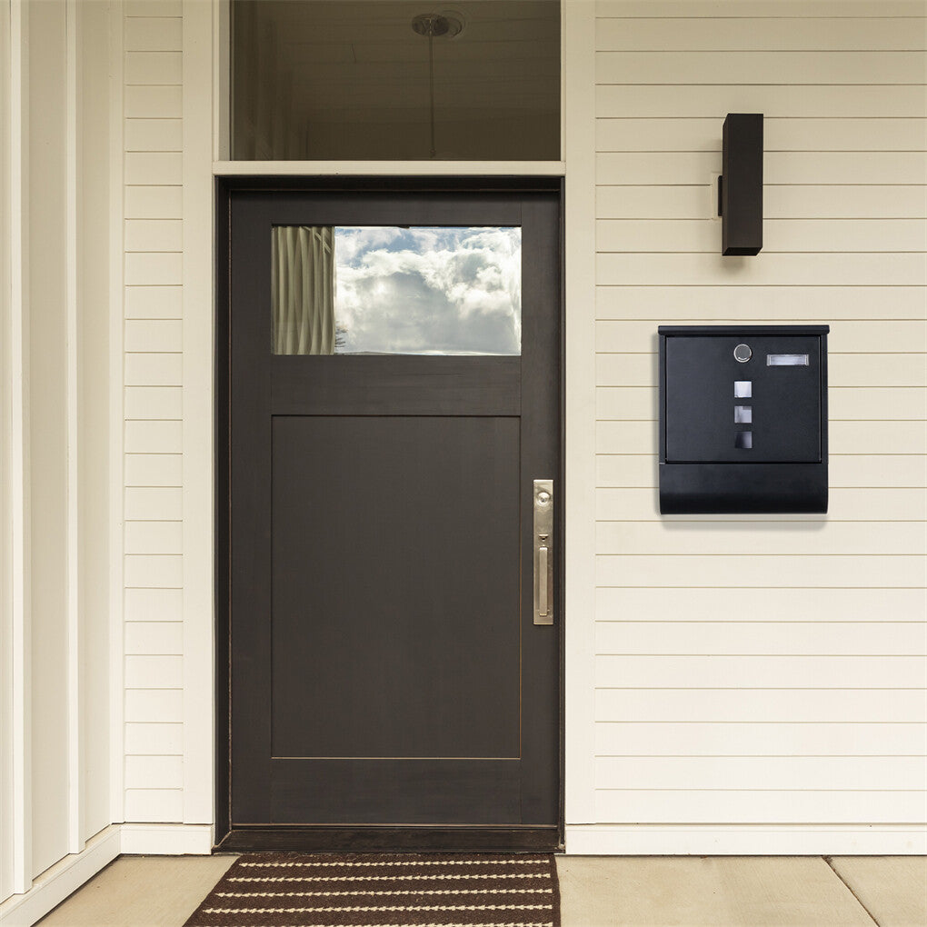P&P Large Letter Mail Post Box Steel Wall Mounted with Lock and 2 Keys Outdoor Black