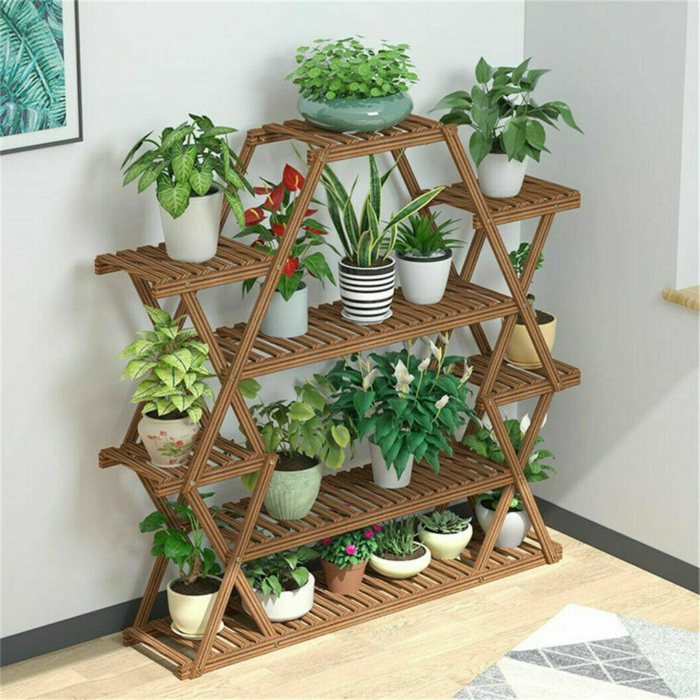P&P Tall Large Plant Stand Solid Wooden Flower Bonsai Pot Display Rack Balcony Garde