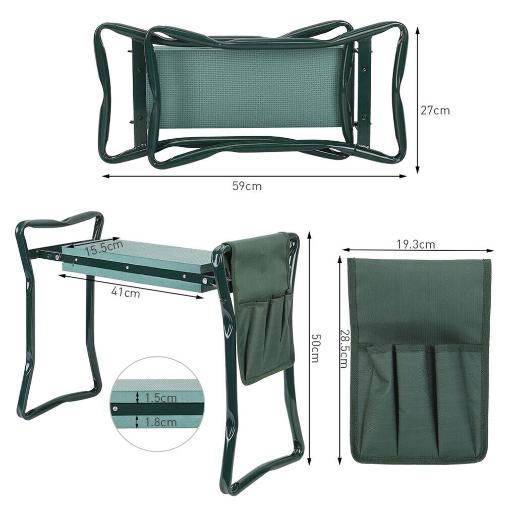 P&P 3-IN-1 Garden Kneeler Kneeling Padded Pads Seat Stool w/ Gardening Work Tool Bag