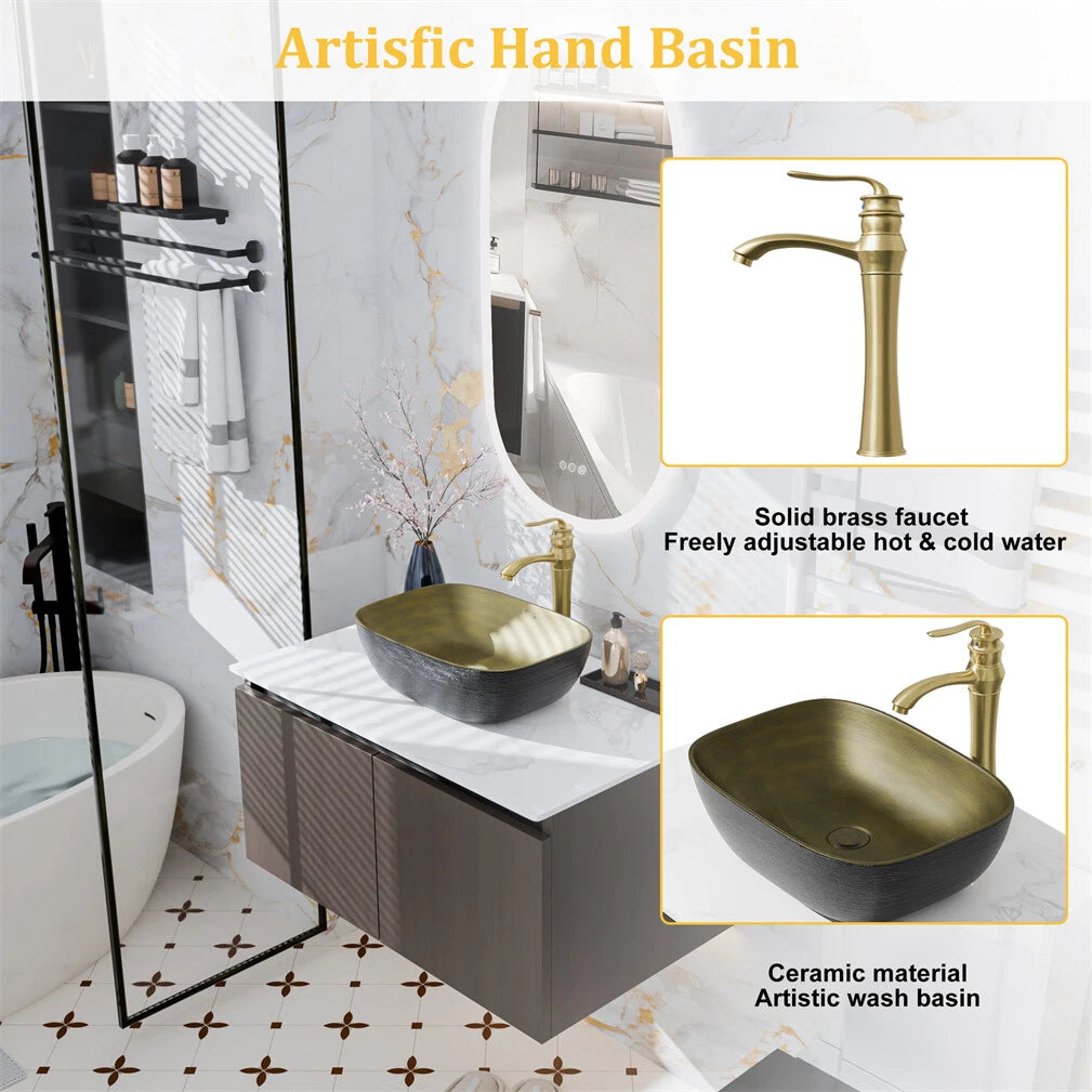 Bathroom Storage Cabinet Set with Sink & Faucet - 100cm with 1 basin