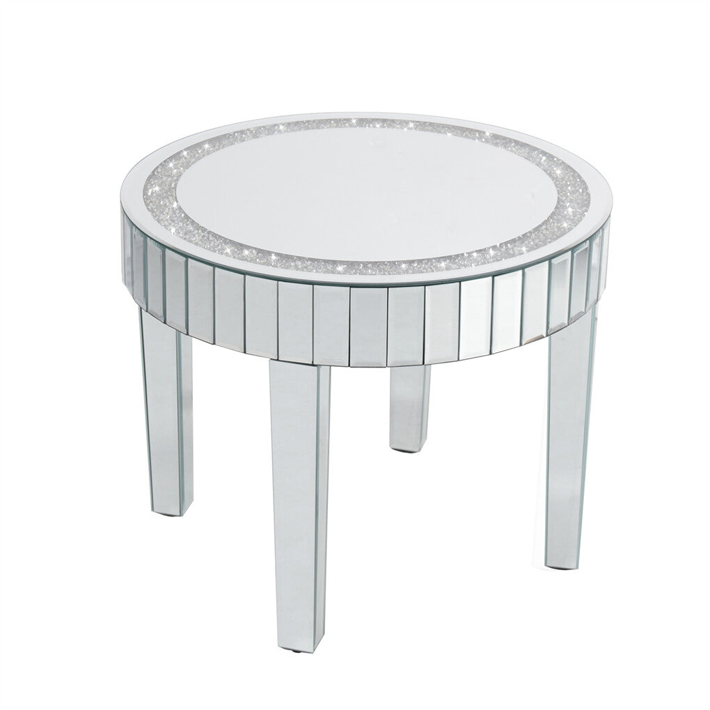 P&P Large Mirrored Coffee Table Dazzling Diamonds Inlay Center Table w Geometric Leg