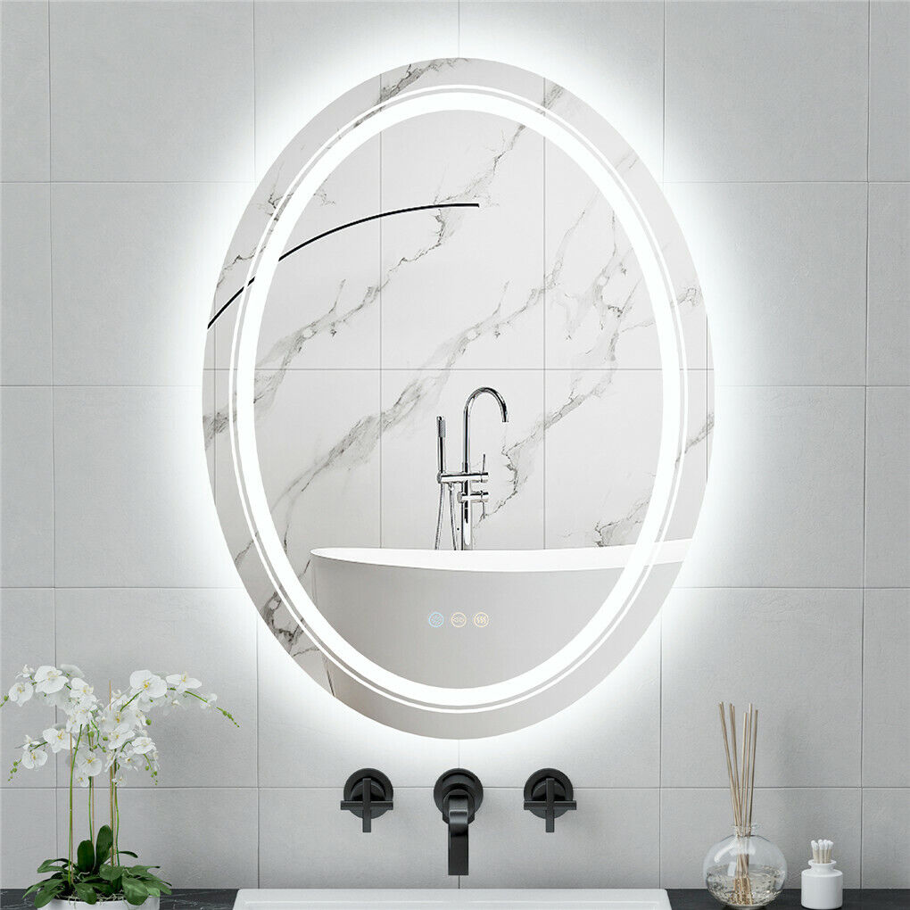 Shop Oval LED Bathroom Mirror – Anti-Fog & Dimmable AU