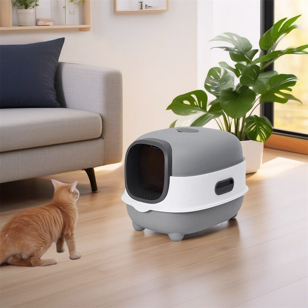 P&P Large Hooded Cat Litter Tray Box No-Mess Enclosed Cat Toilet with Carbon Filter