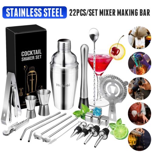 22 pcs Stainless Steel Bar Cocktail Shaker Set