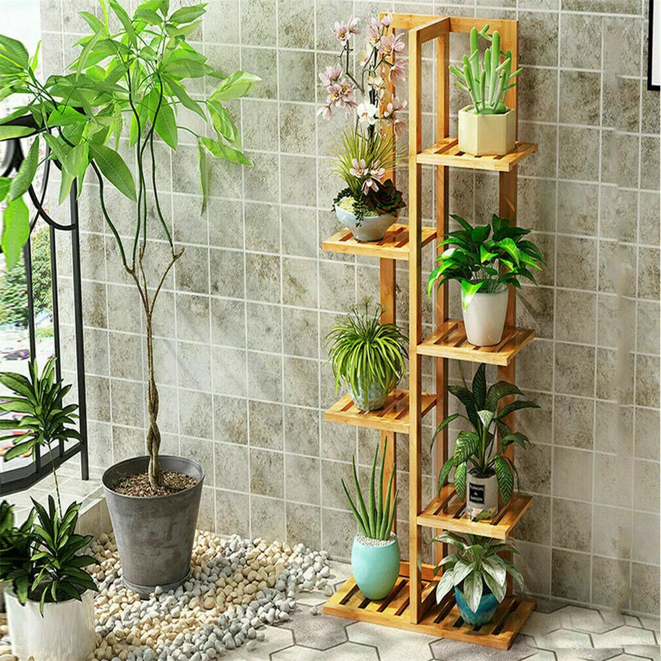 Bamboo Plant Stand for 7 Pots AU