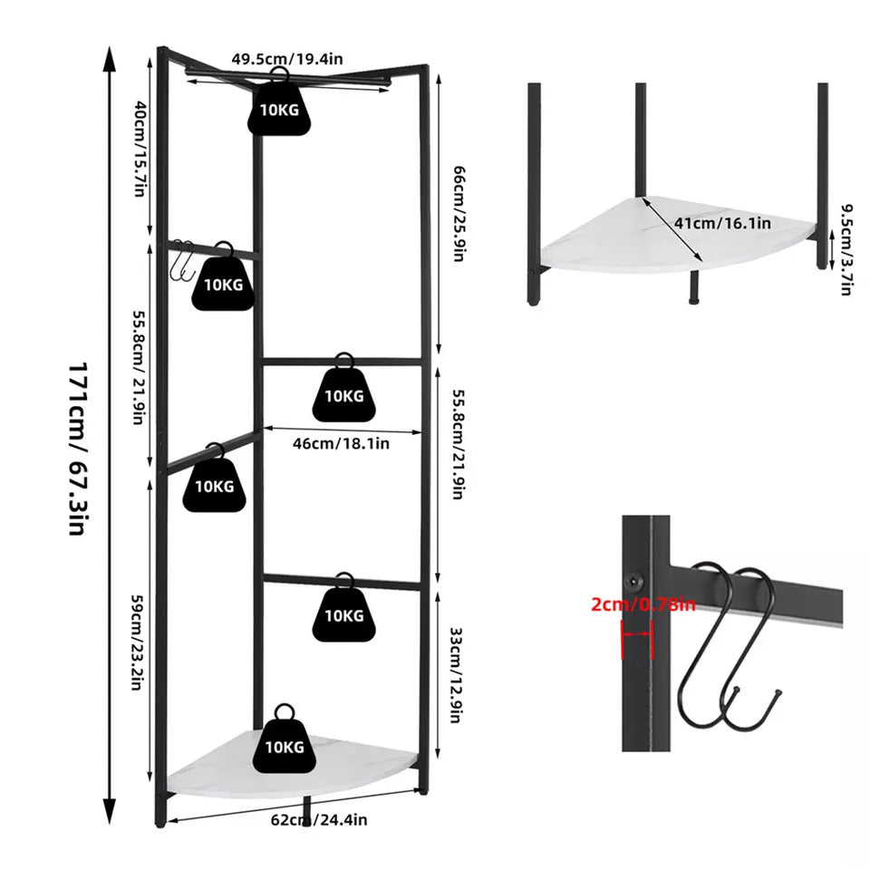 Freestanding Coat Stand – 5-Rod Corner Rack, Buy Now