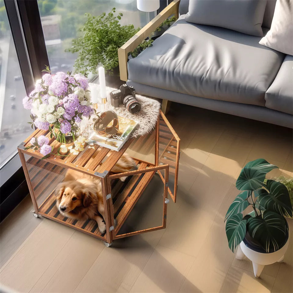 Shop Ultra-Durable Transparent Dog Cage with Wheels – Available in Australia