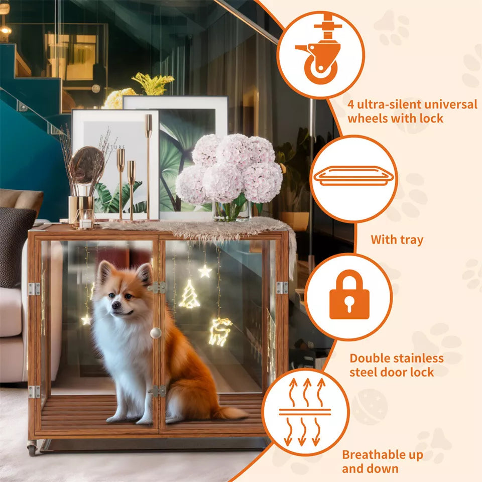 Buy Ultra-Durable Transparent Dog Cage with Wheels – Available Now in Australia
