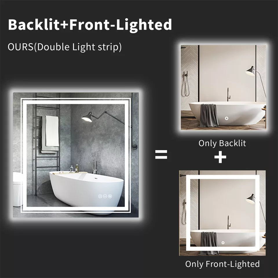 Square LED Bathroom Mirror with Anti-Fog Australia
