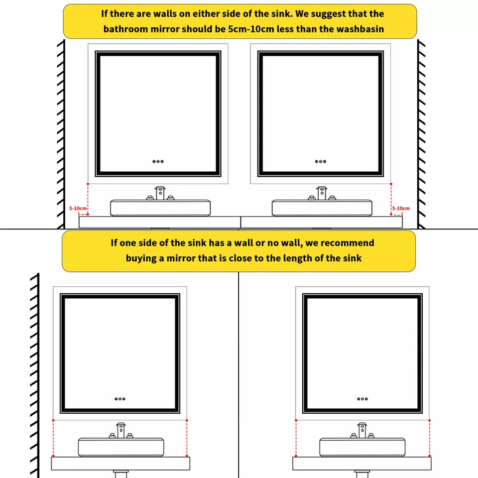 Square Dual LED Bathroom Mirror Australia