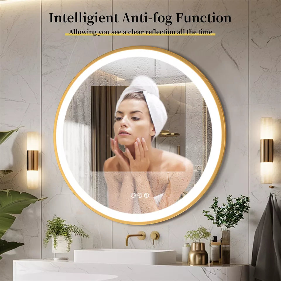 Luxury Bathroom Mirror Gold LED