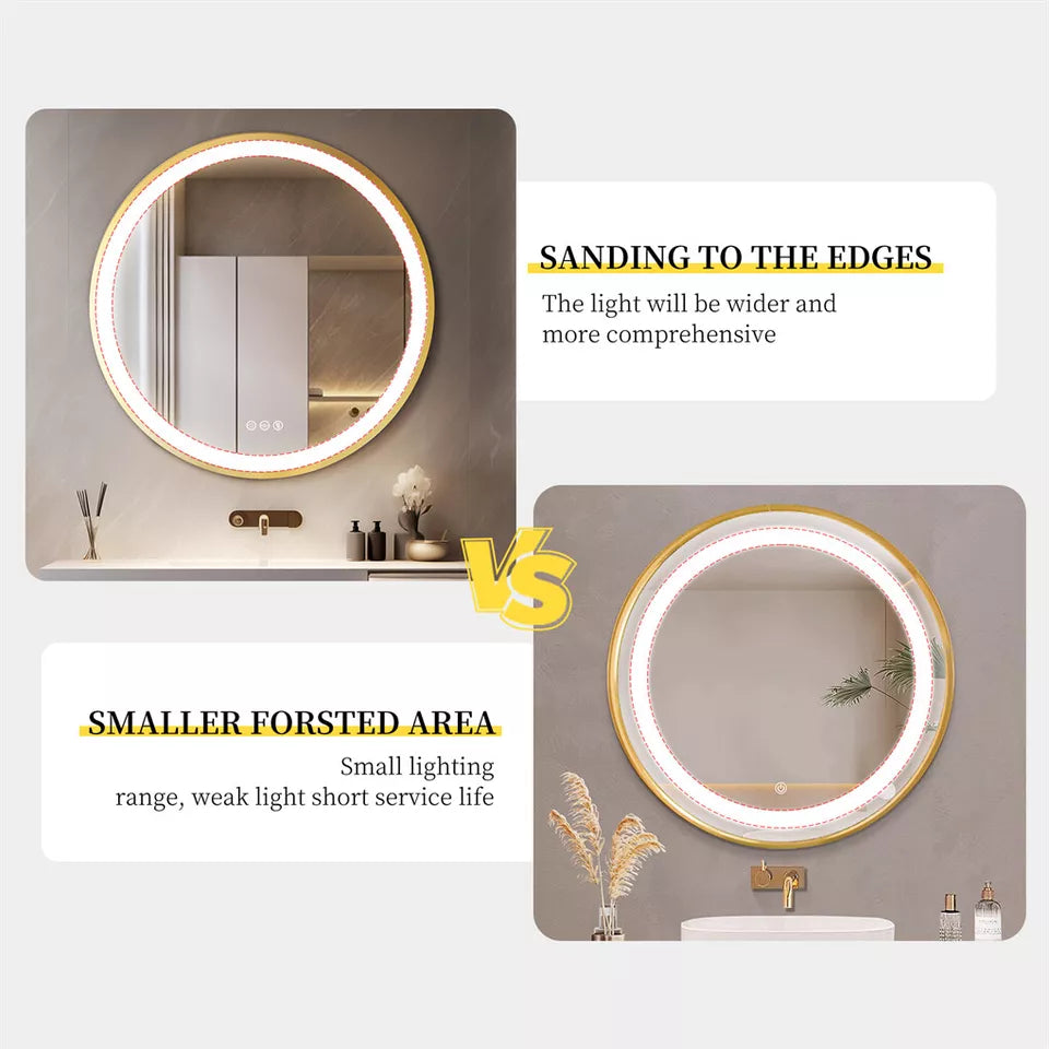 Modern Gold Round LED Mirror