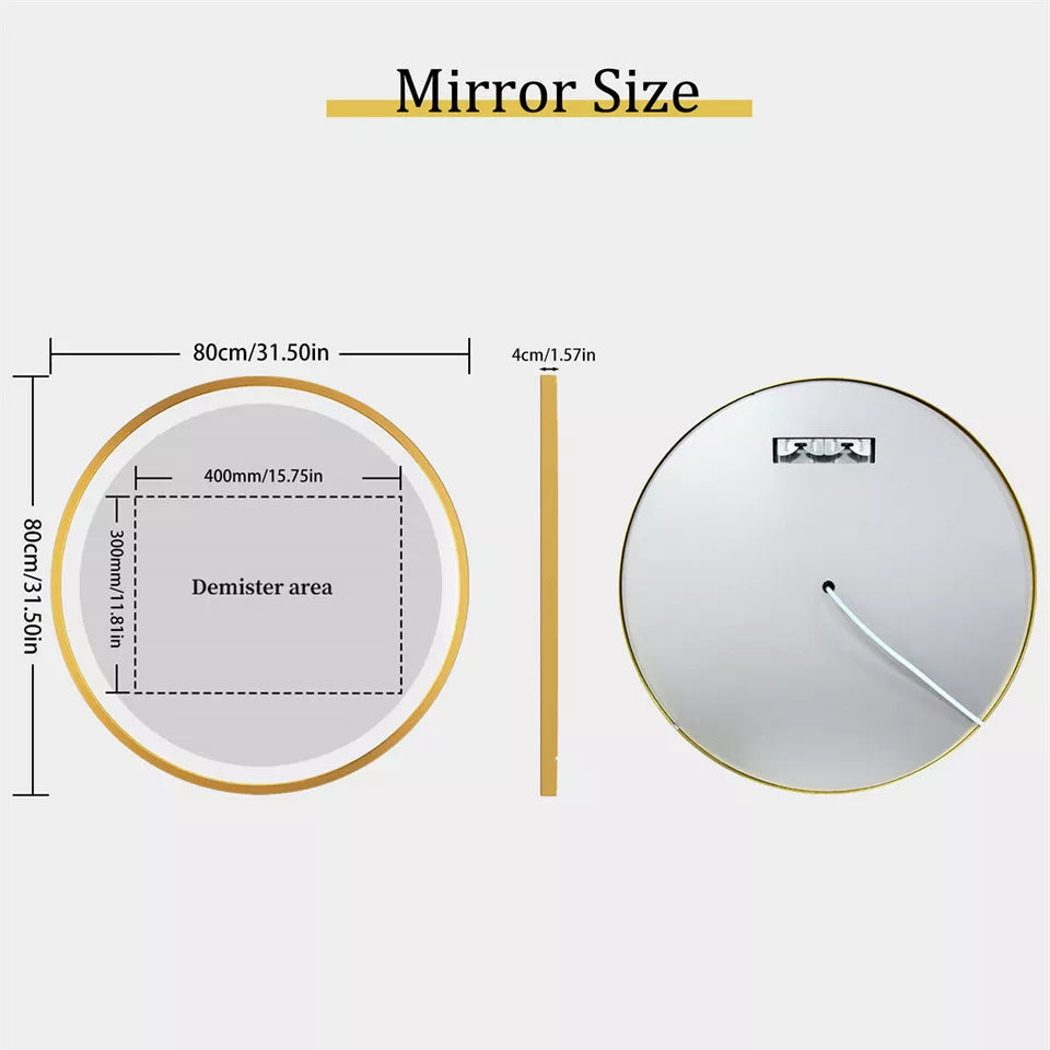 LED Gold Round Bathroom Mirror Australia