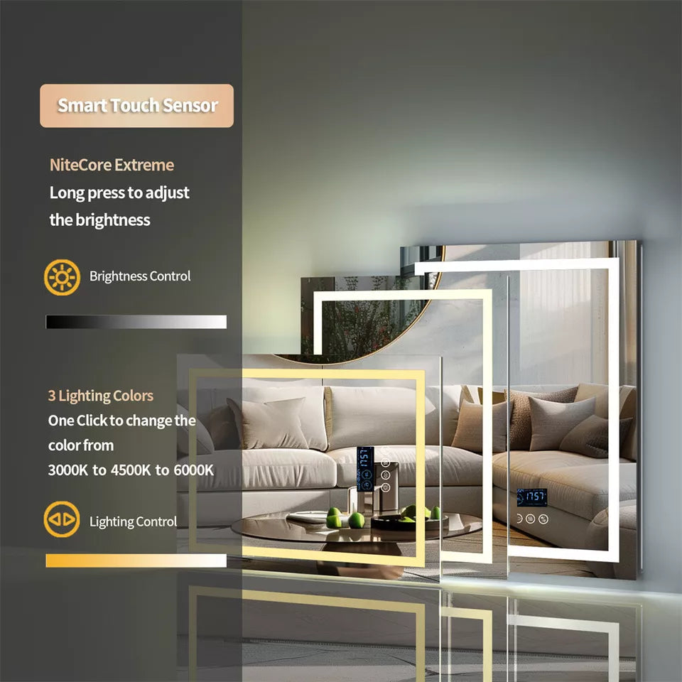 Bathroom LED mirror with anti-fog and backlight Australia