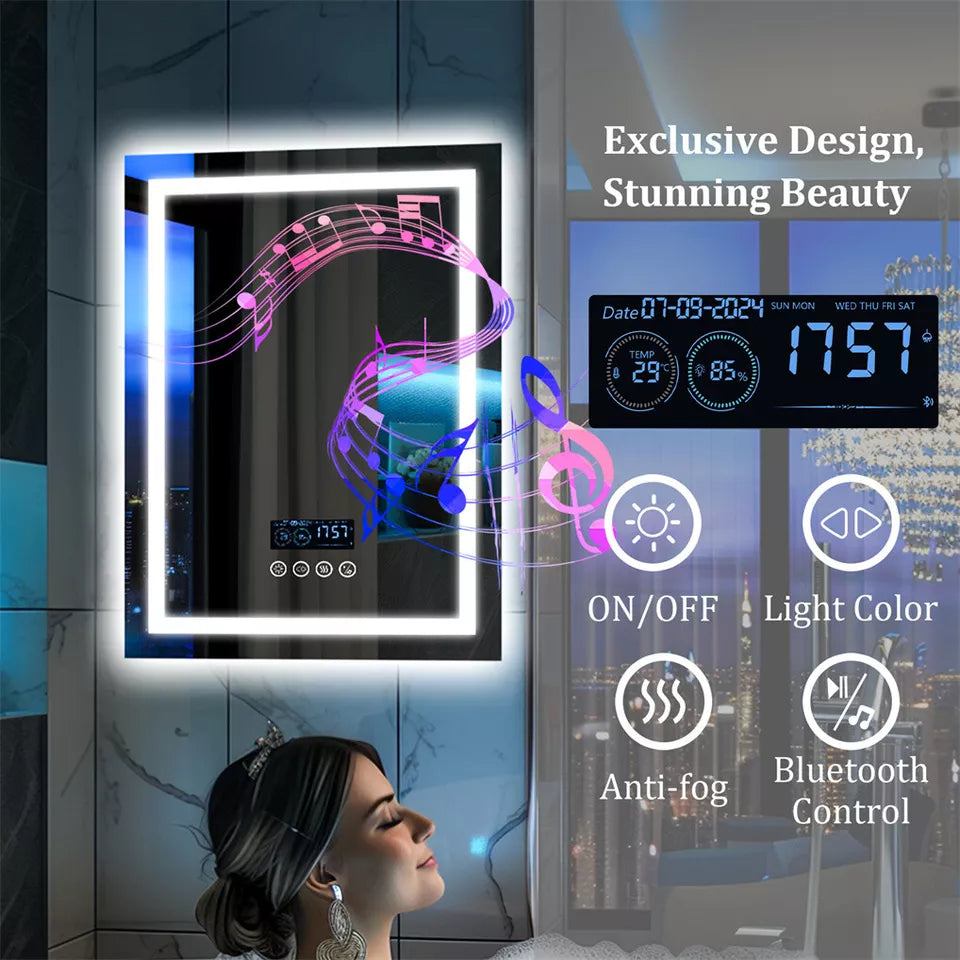 Shop LED mirror with anti-fog and Bluetooth Australia