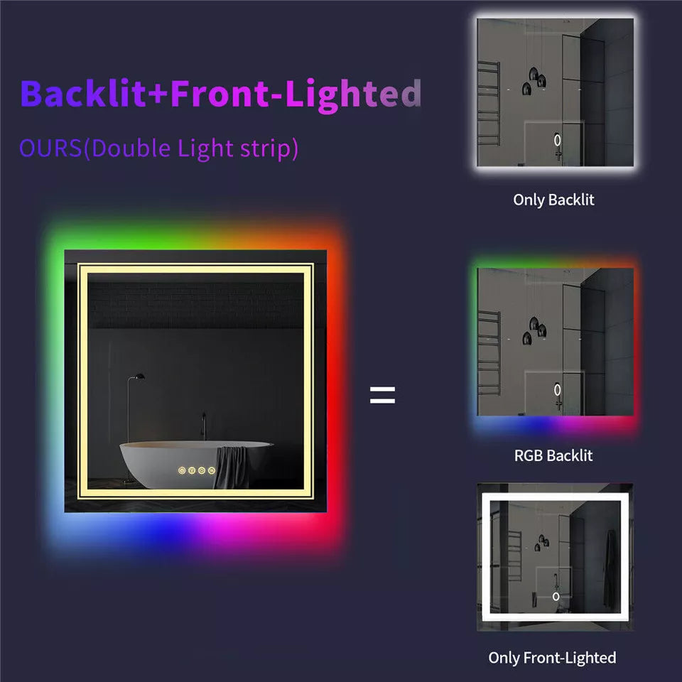 LED mirror with RGB lighting and anti-fog for bathroom Australia
