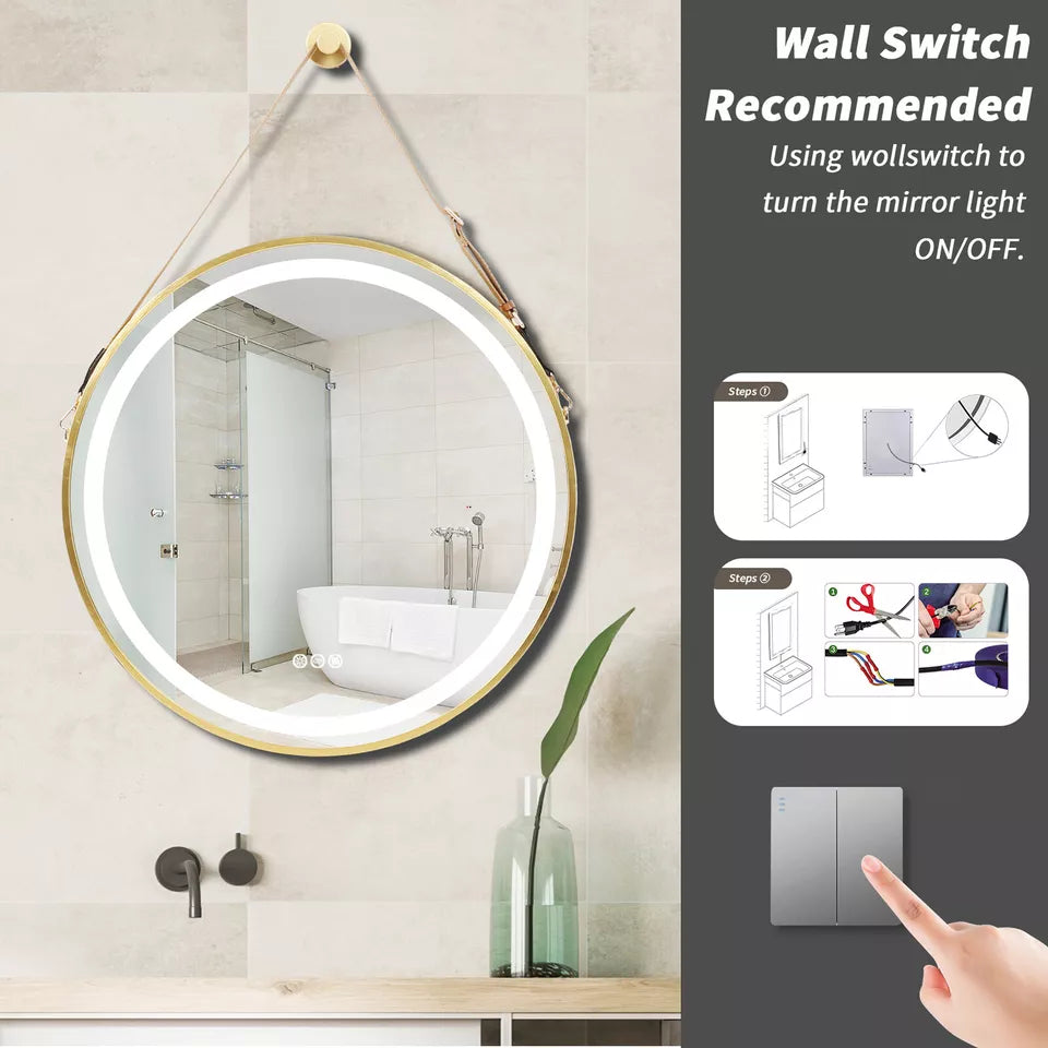 Modern round dimmable LED bathroom mirror Australia