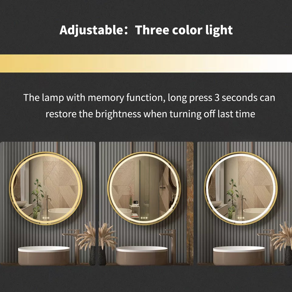 Round bathroom mirror with dimmable light Australia