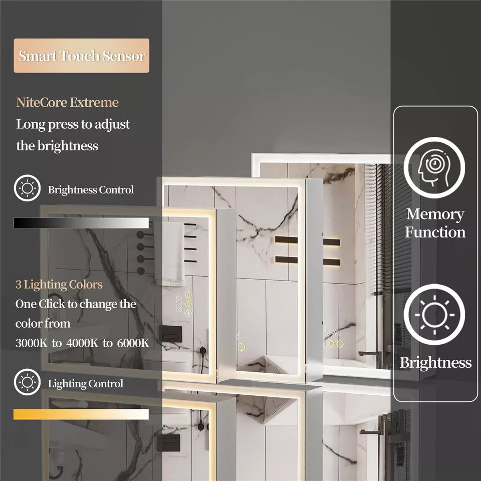 Smart Touch Mirror Cabinet with Bluetooth & Adjustable Light