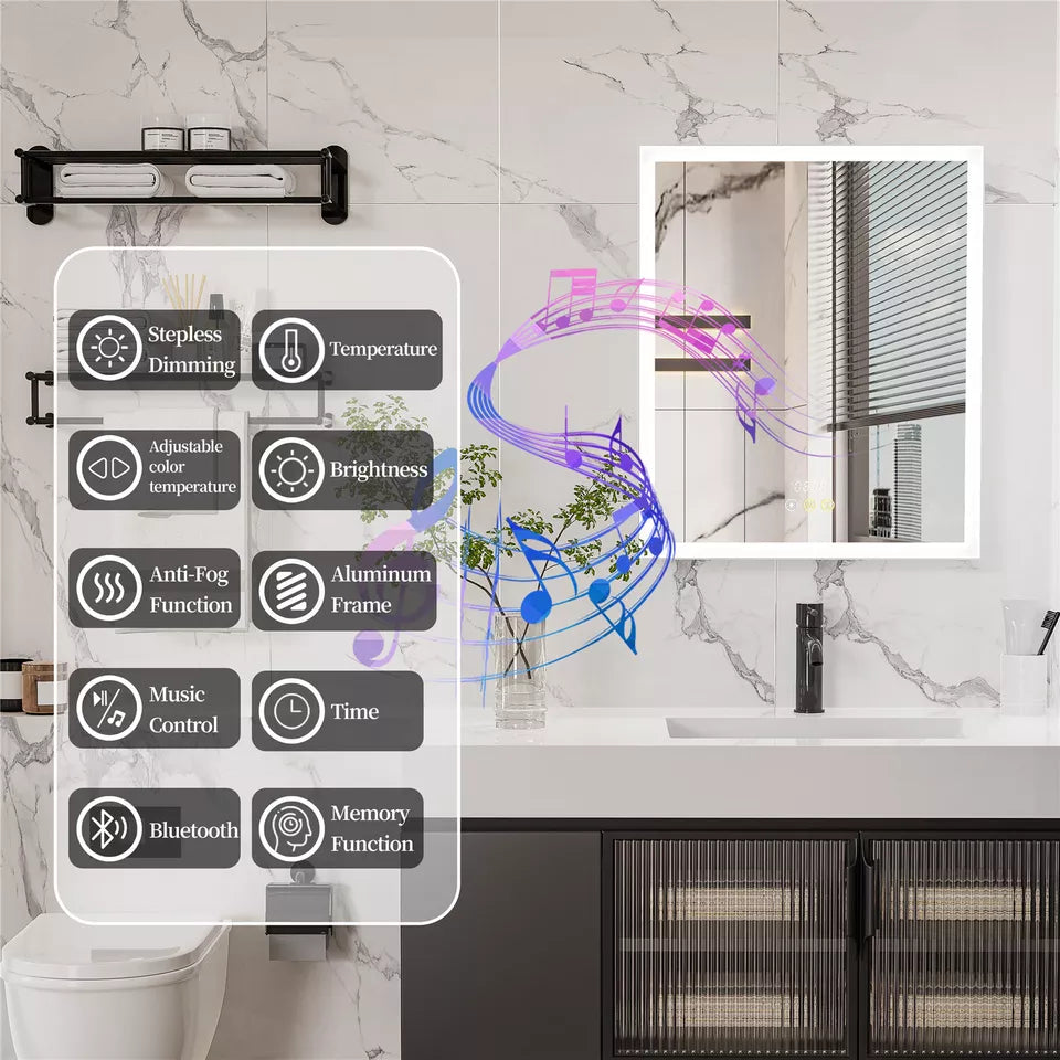 Illuminated Bluetooth Mirror Cabinet with Anti-Fog Function