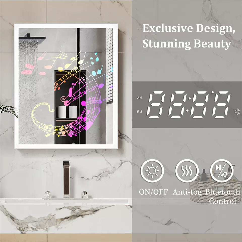 Sleek Bluetooth Mirror Cabinet with Adjustable Brightness