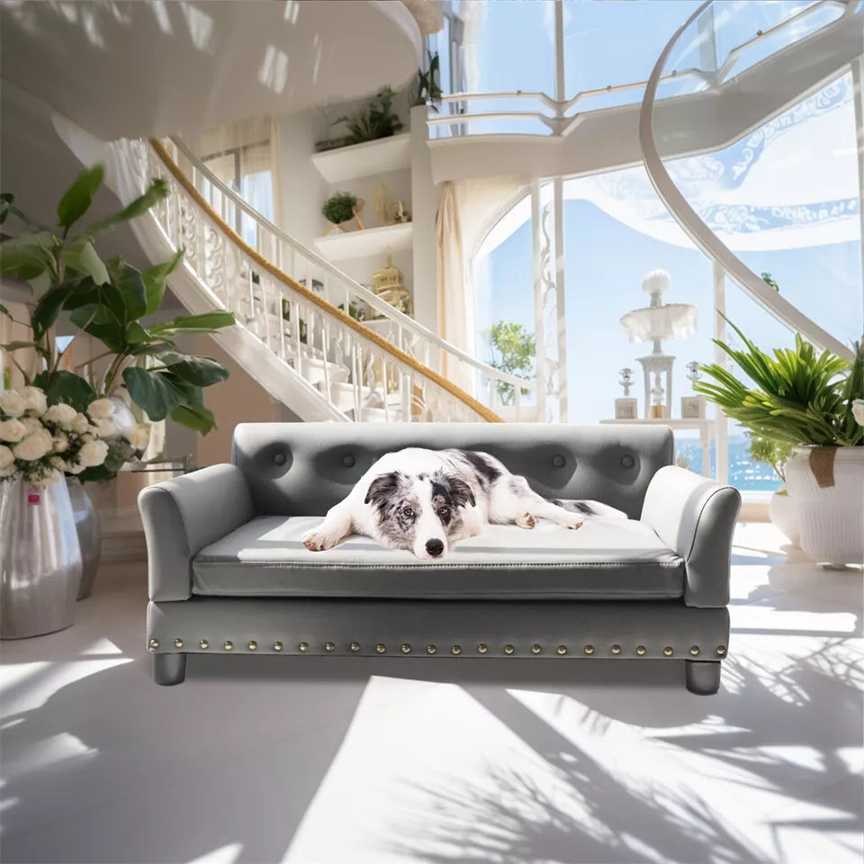 Grey dog bed with backrest Australia