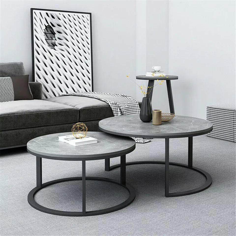 Modern grey marble nesting tables set for purchase in Australia.
