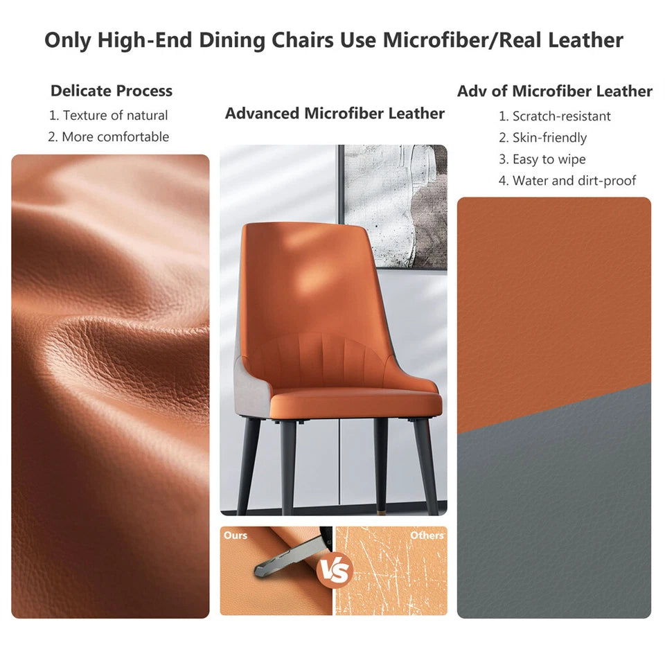 2x Dining Chairs Anti-Scratch Leather Padded Seat Kitchen Chairs