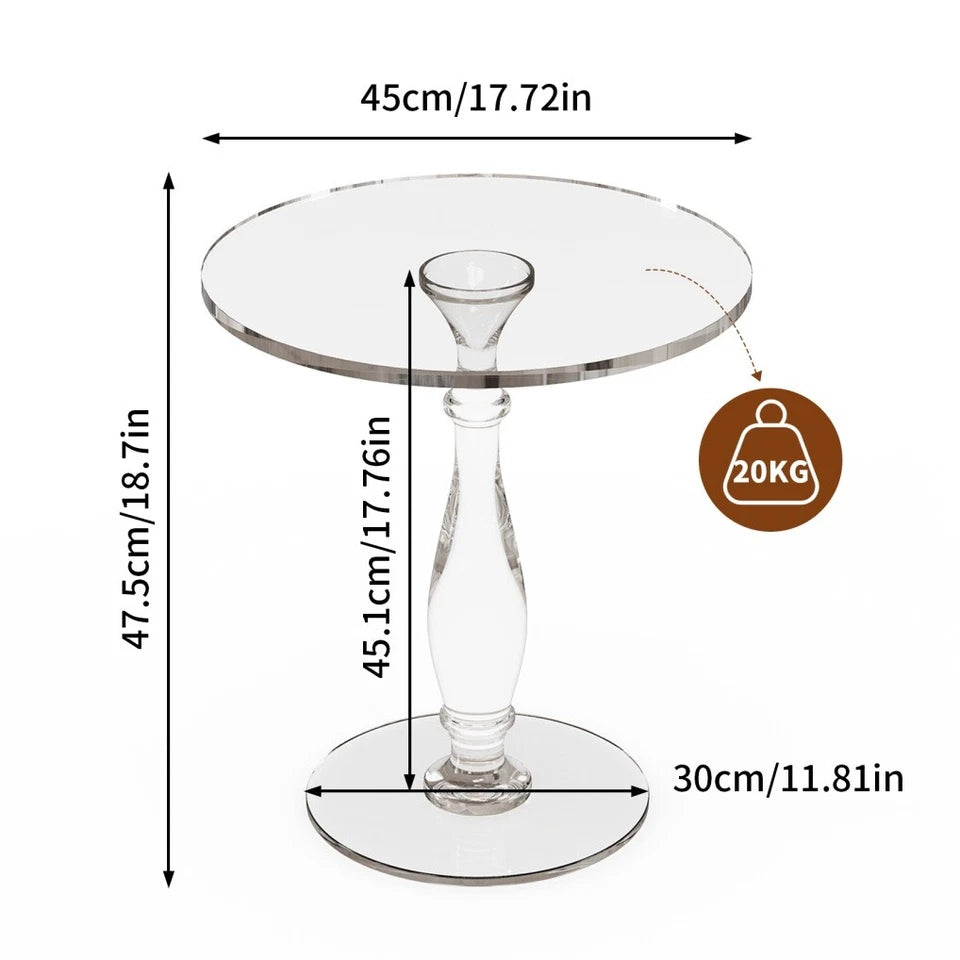 Transparent Acrylic Side Table With Roman Base For Modern Interiors