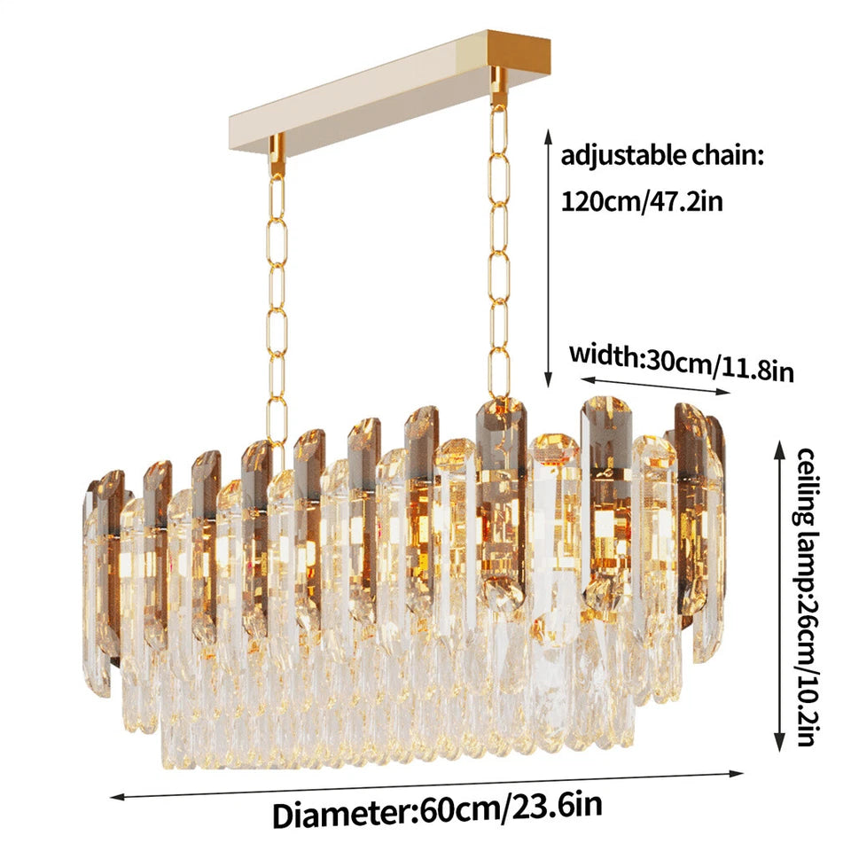 60cm Crystal Chandelier with 3-Color Adjustable Light