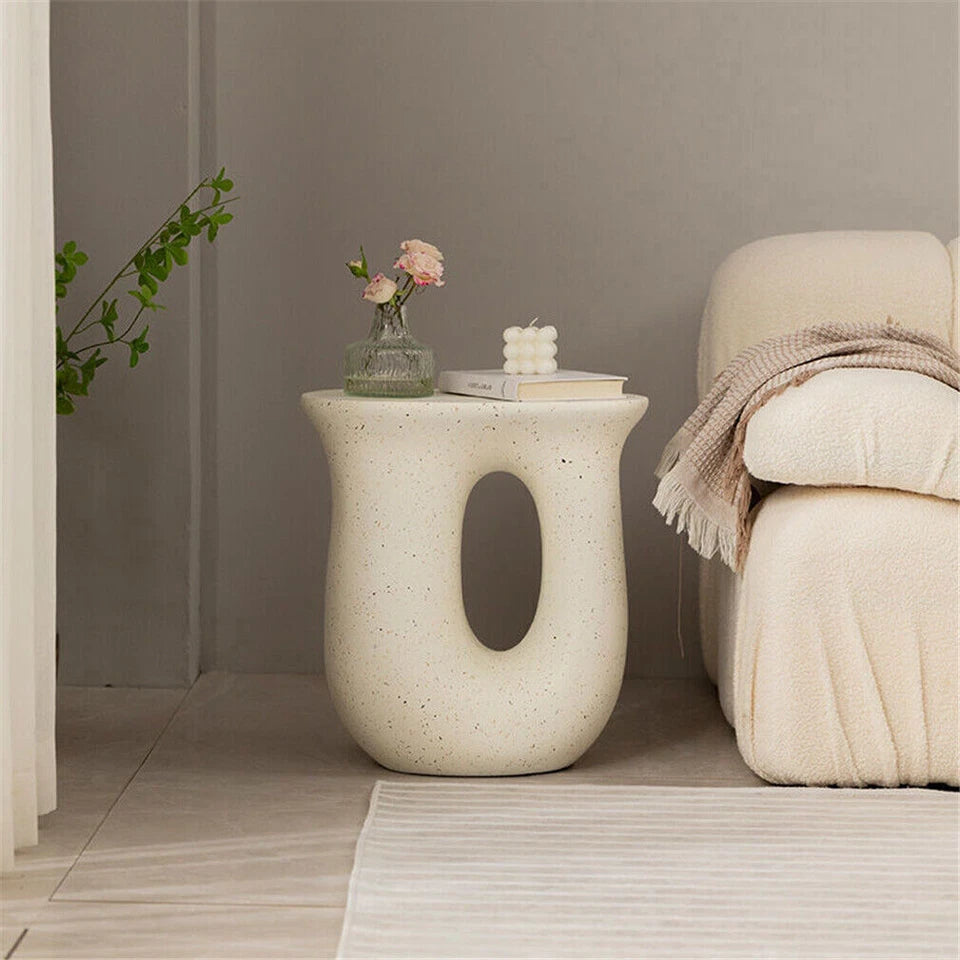 U-Shaped Terrazzo Concrete Outdoor Stool