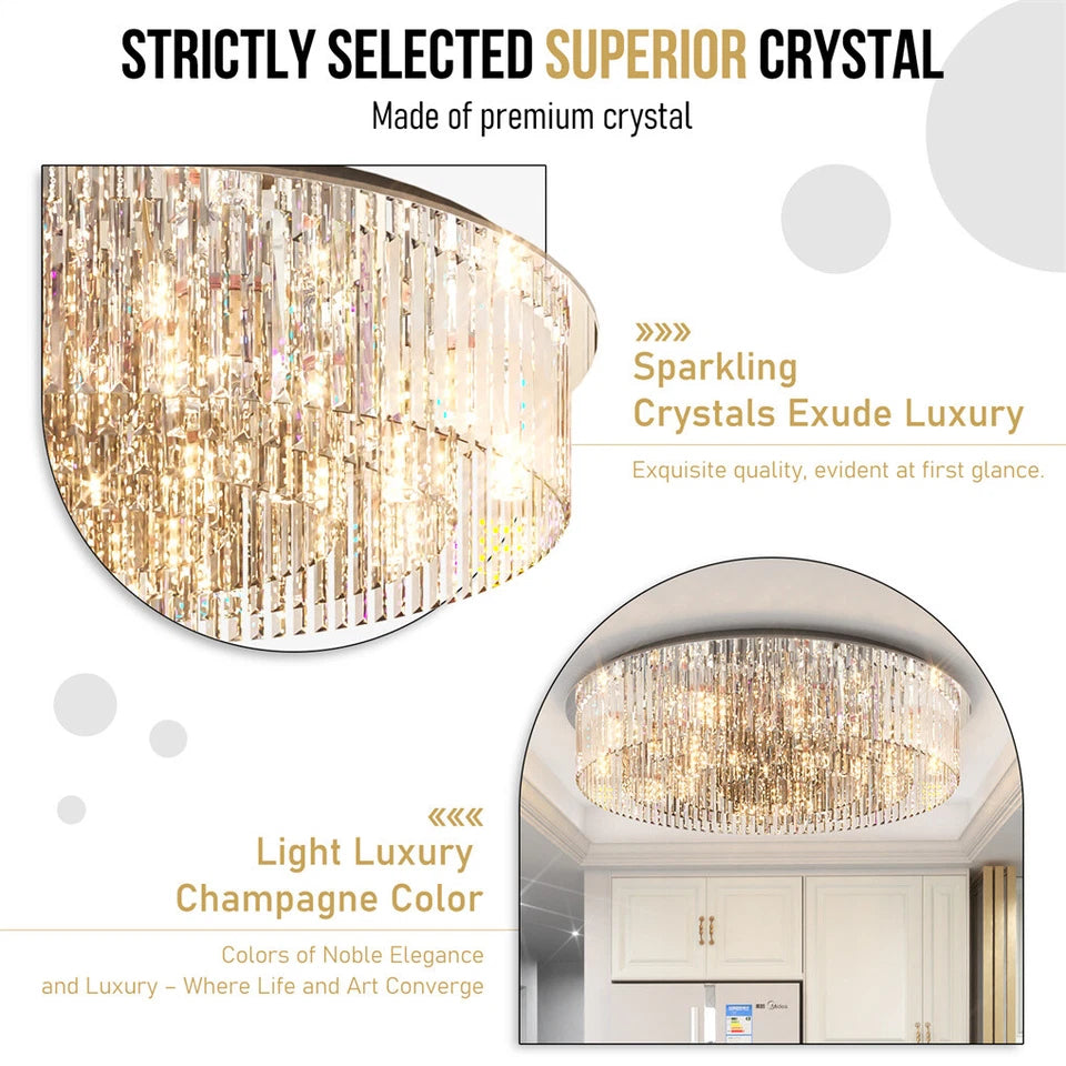 Modern Smoky Grey 80cm Crystal Light Fixture