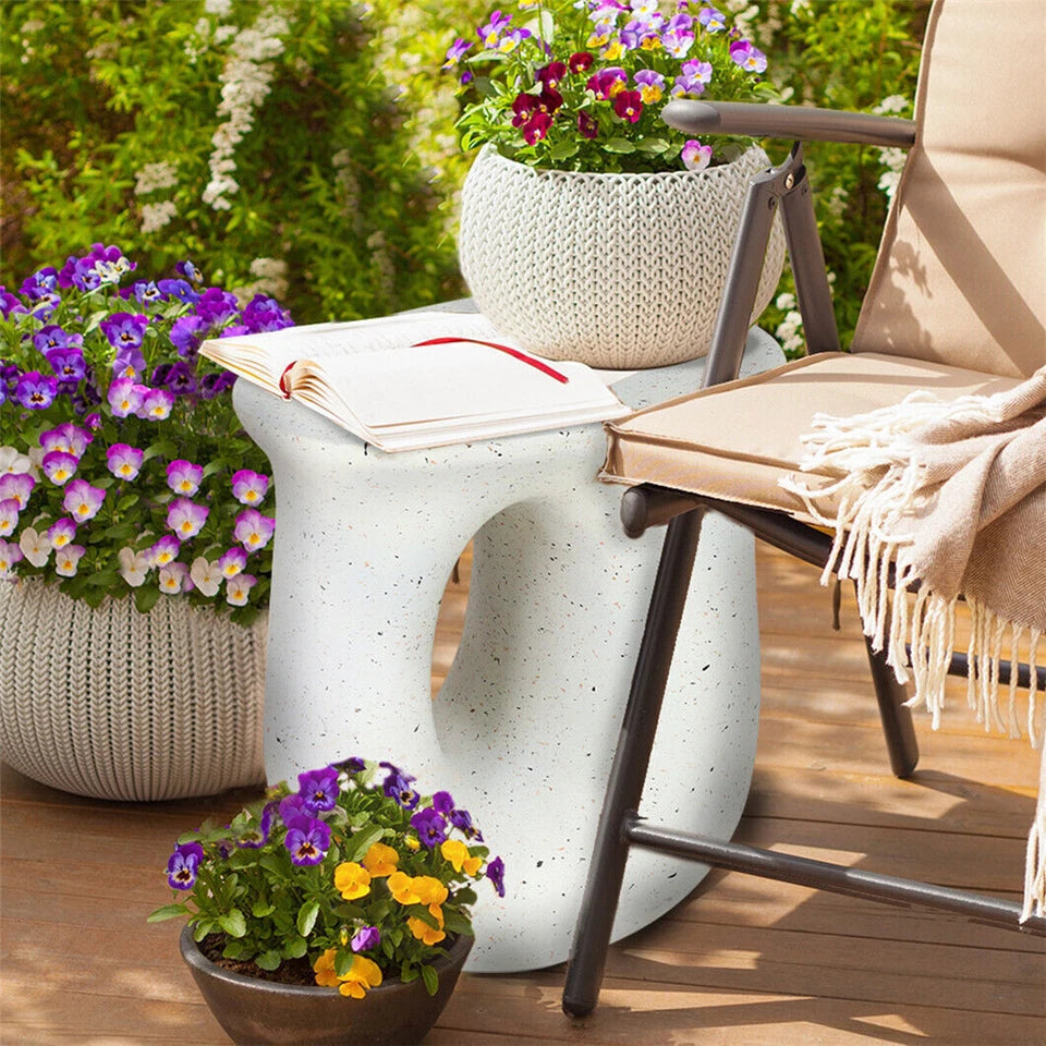U-Shaped Terrazzo Concrete Outdoor Stool