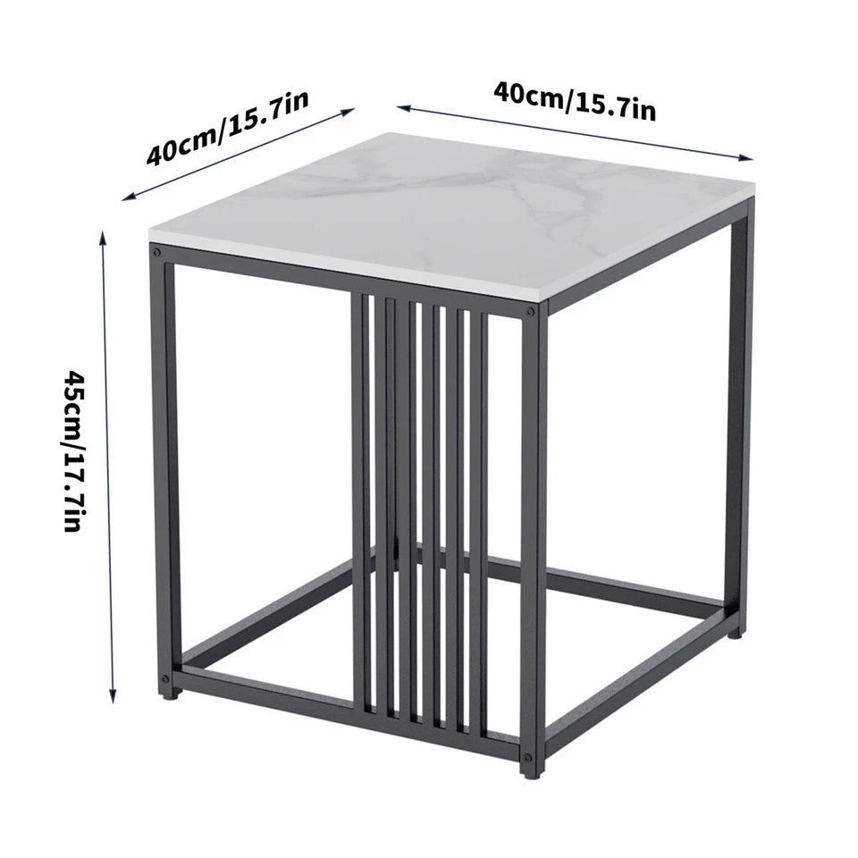 Square Slate Coffee Table Marble Sofa Side Snack Table for Living Room Bedroom