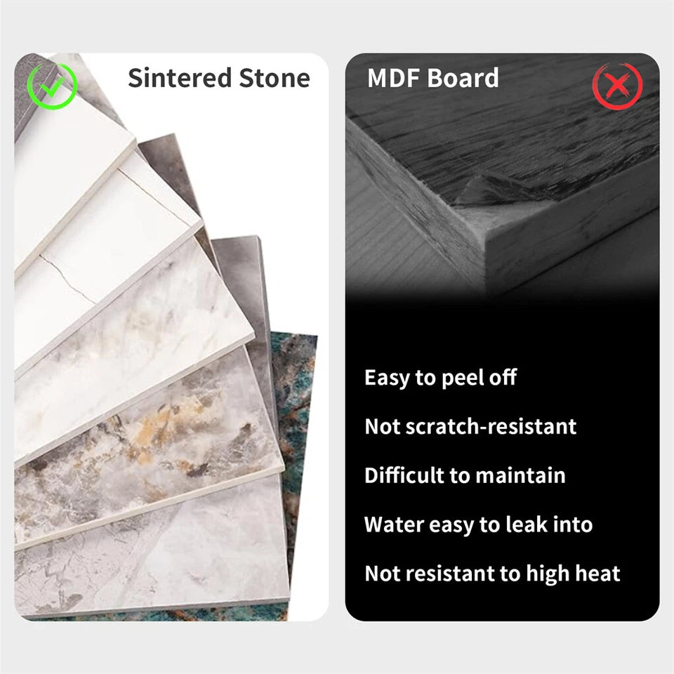 White Round Sintered Stone Bar Table, Black Base Bistro High Top Space Saver