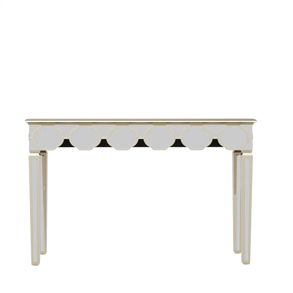 Silver And Gold Mirrored Console Table For Entryway Or Living Room