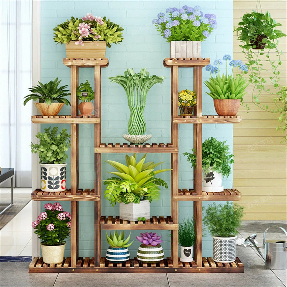 Large Wood Plant Stand Shelf