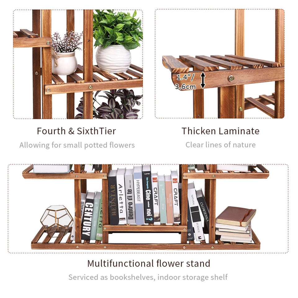 Wooden Storage Rack for Flowers & Bonsai Plants