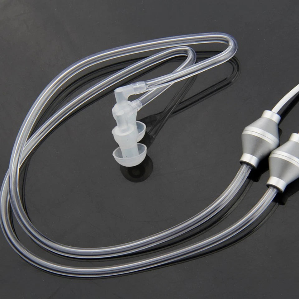 White Air Tube Stereo Earbuds with Mic, Anti-Radiation, Noise Isolation and 3.5mm Jack