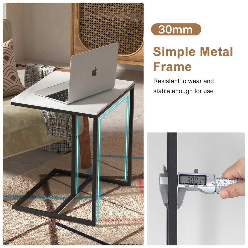 Sintered Stone Top C Shape Side Table Marble Narrow Open Side Table Under Couch