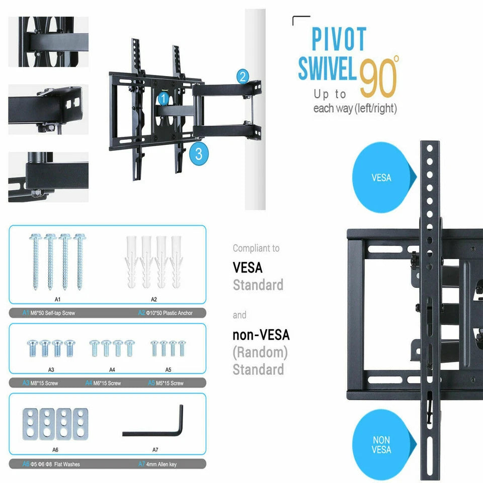 tilt-swivel-dual-arms-tv-mount-cantilever-wall-bracket-40-46-50-55-56-lcd-led