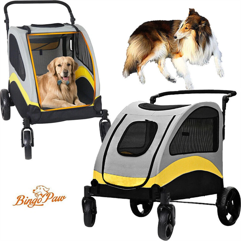 Shock-Absorbing Foldable Dog Stroller for XL XXL Dogs(XXLPartition Interior)
