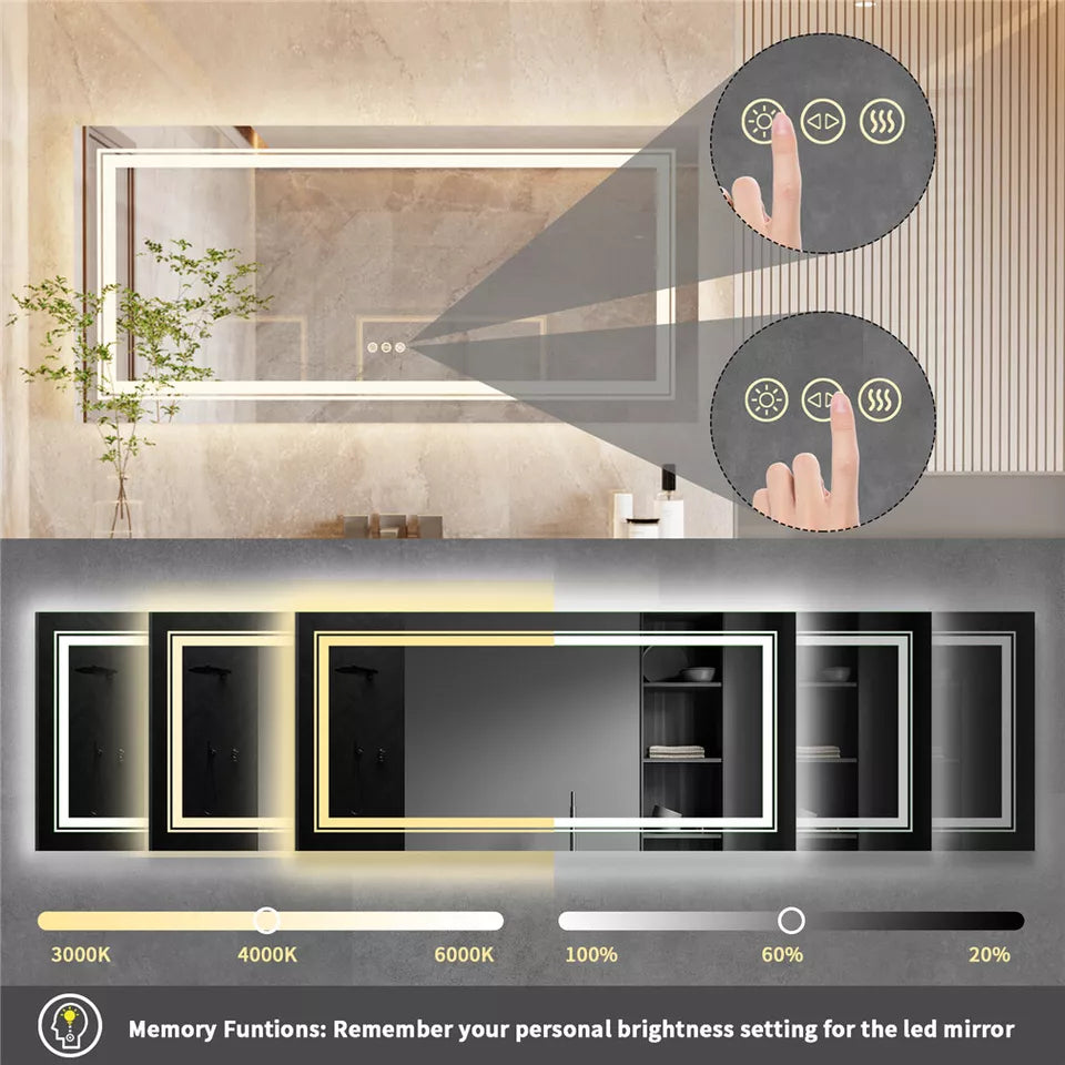LED Bathroom Mirror with 2-Way Mount Australia